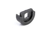 Black metal clip on a white background