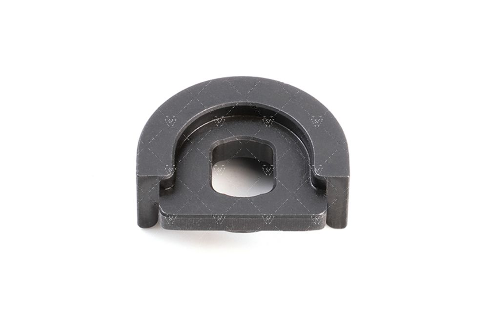 Black rubber grommet on a white background