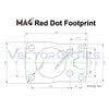 Technical drawing of a Red Dot Footprint with dimensions and specifications, branded by Vector Optics.
