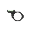 Black metal ring with a circular cutout and green accents on a white background