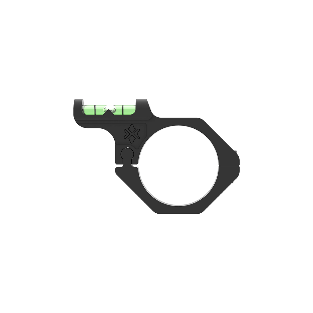 Black metal ring with a circular cutout and green accents on a white background