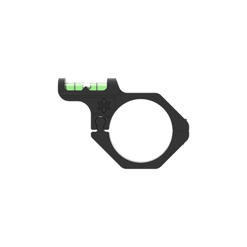 Black metal ring with a circular cutout and green accents on a white background