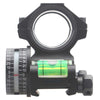 Black adjustable scope with a spirit level on a white background