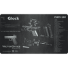 Glock gun diagram and parts list on a black mat with Vector Optics branding.