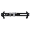 Black metal rod with adjustable components on a white background