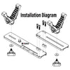 Installation diagram of mechanical components with visible brand 'Rovus' on a white background.