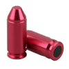 Two red metal bullets on a white background