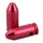 Two red metal components on a white background