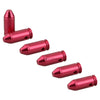 Red metal bullet-shaped objects on a white background