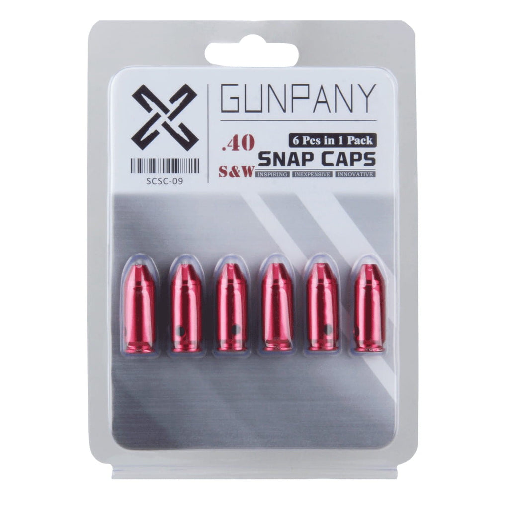 Pack of red snap caps for .40 S&W ammunition with Gunpany branding.