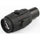 Black tactical flashlight on a white background