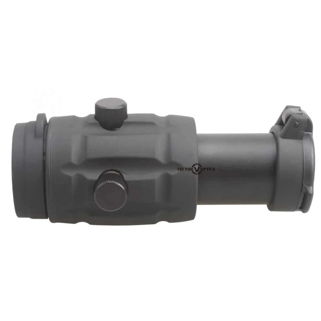 Black rifle scope on a white background