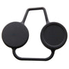 Black phone holder with a handle on a white background