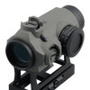 Tactical scope with adjustable knobs on a white background