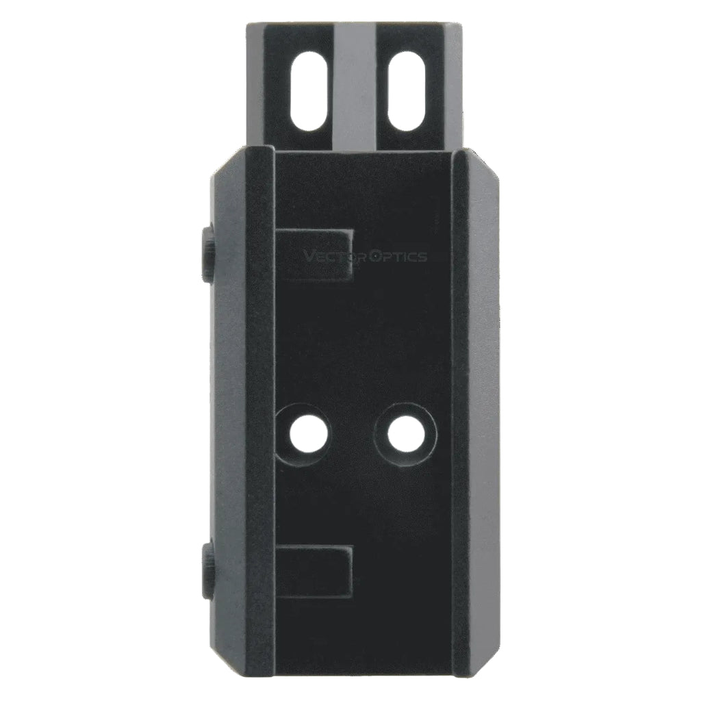 Black metal bracket with two holes on a white background
