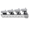 Four Vector Dynamics scope mounts with labeled spacing on a white background
