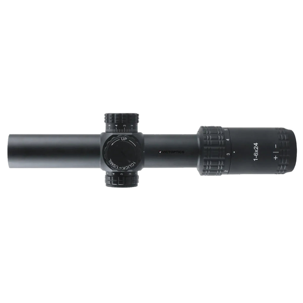Black rifle scope on a white background