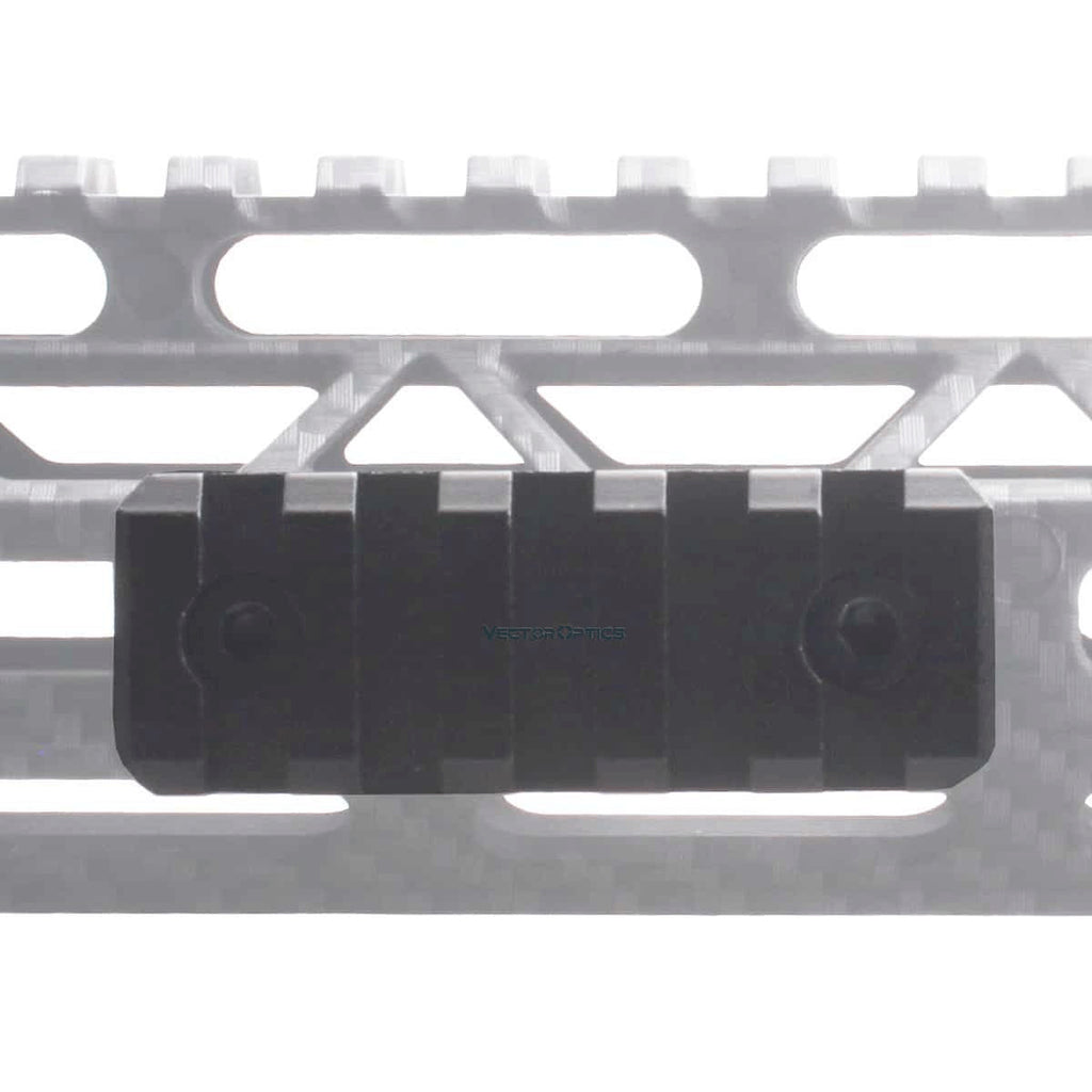 Metal rail with black mounting bracket on a white background