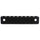 Black metal bracket with two holes on a white background