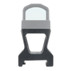 Black and gray metal bracket on a white background