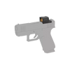 Gray handgun with a red dot sight on a white background