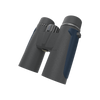 Black binoculars with blue accents on a white background
