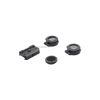 Set of black optical components on a white background