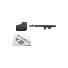 Black rifle scope and cleaning cloth with Vector Optics logo on a white background