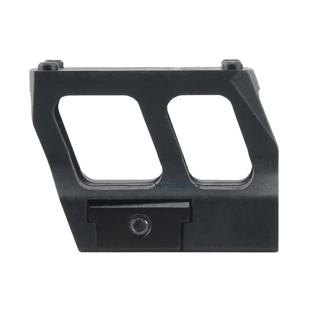 Black metal bracket with two rectangular openings on a white background