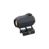 Black tactical sight with orange lens on a white background