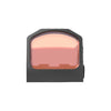 Rectangular device with a pinkish-red lens on a white background