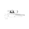 Line drawing of a rifle with a scope on a white background