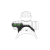 Schematic diagram of a rifle scope with reticle on a white background