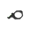 Black keychain tool with green accents on a white background
