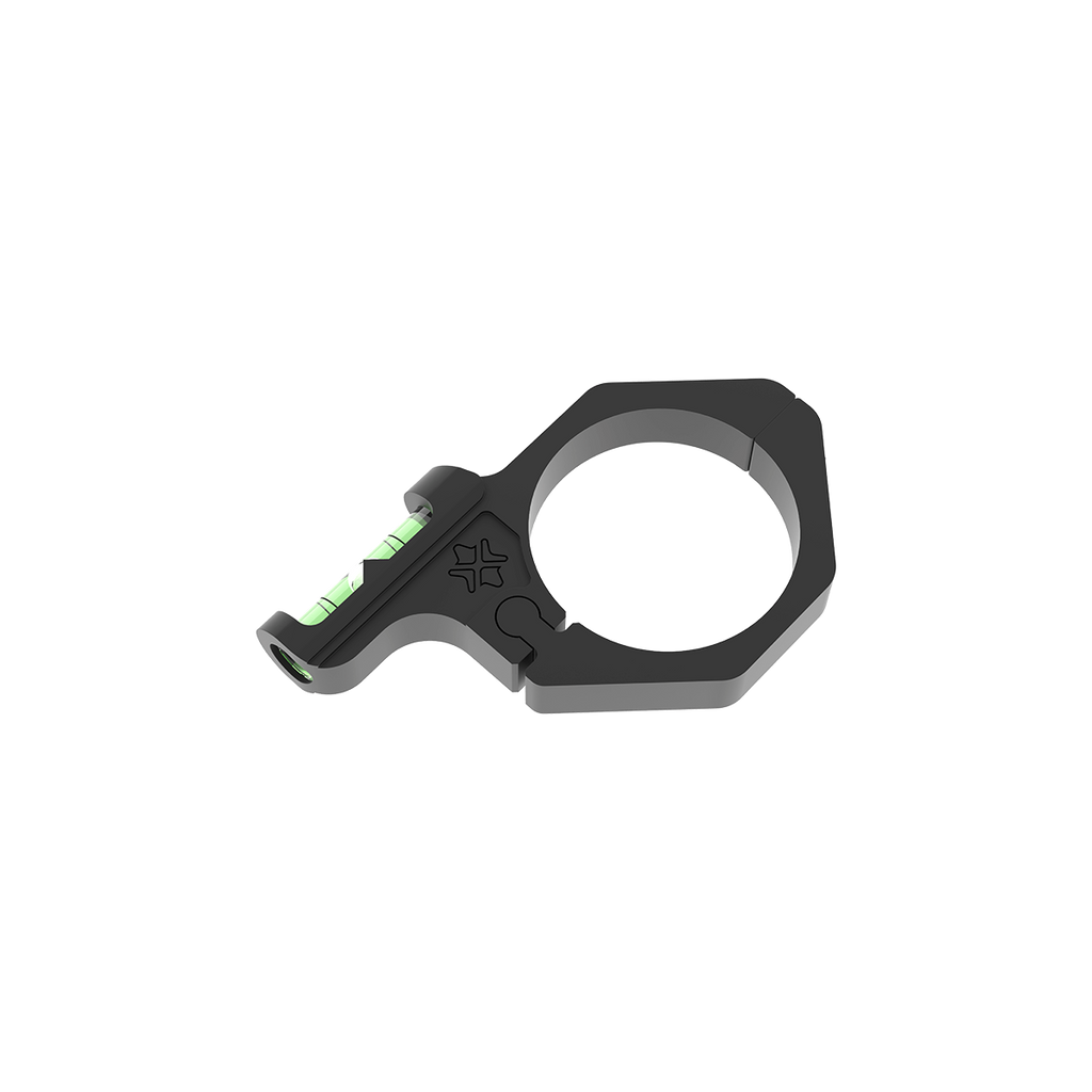 Black keychain tool with green accents on a white background