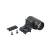 Black tactical scope with mounting hardware on a white background