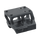 Black metal mounting bracket on a white background