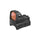 Black reflex sight with red dot on a white background