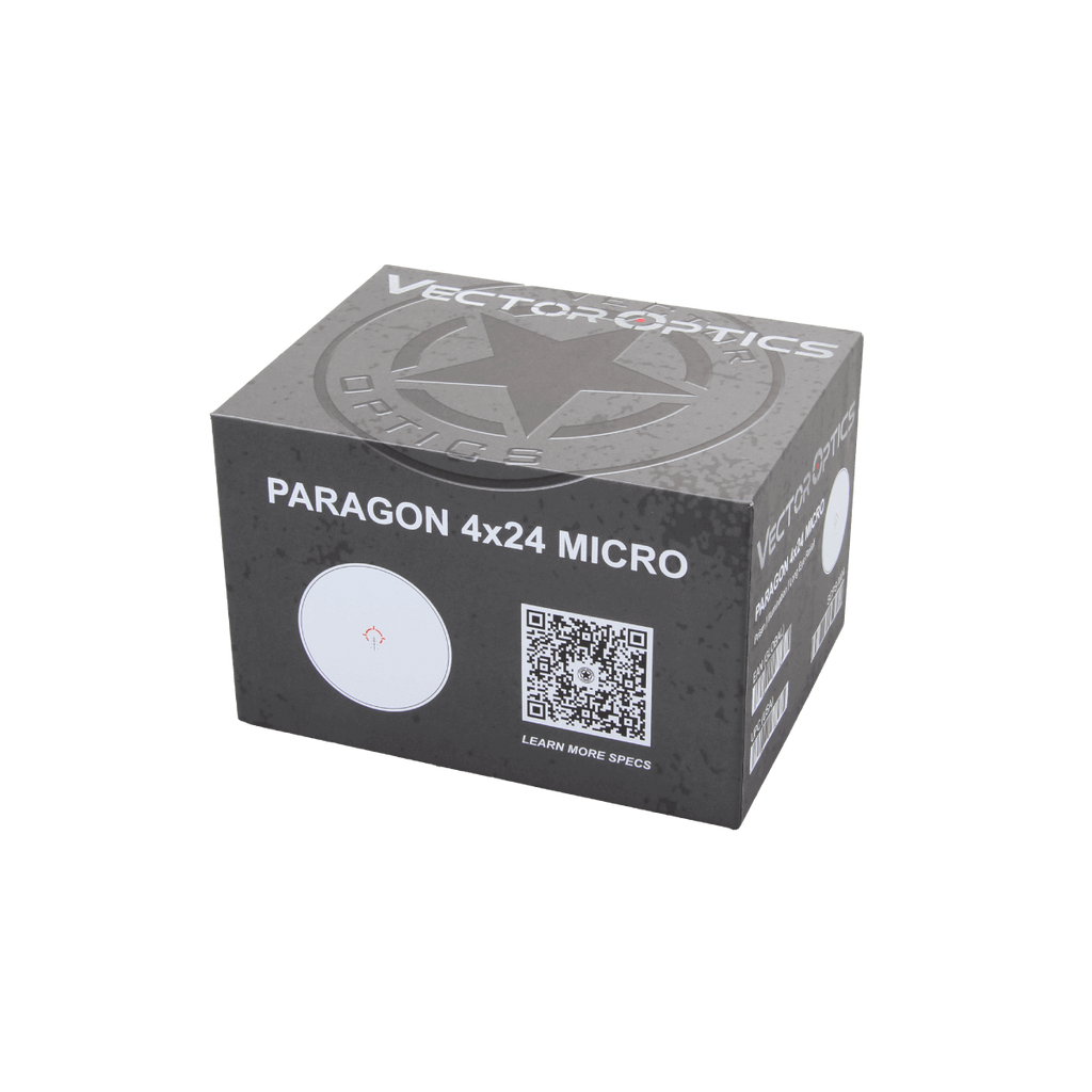 Vector Optics Paragon 4x24 Micro box on a white background