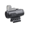 Red dot sight with Weaver brand on a white background