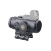 Black tactical sight with prism and mount on a white background