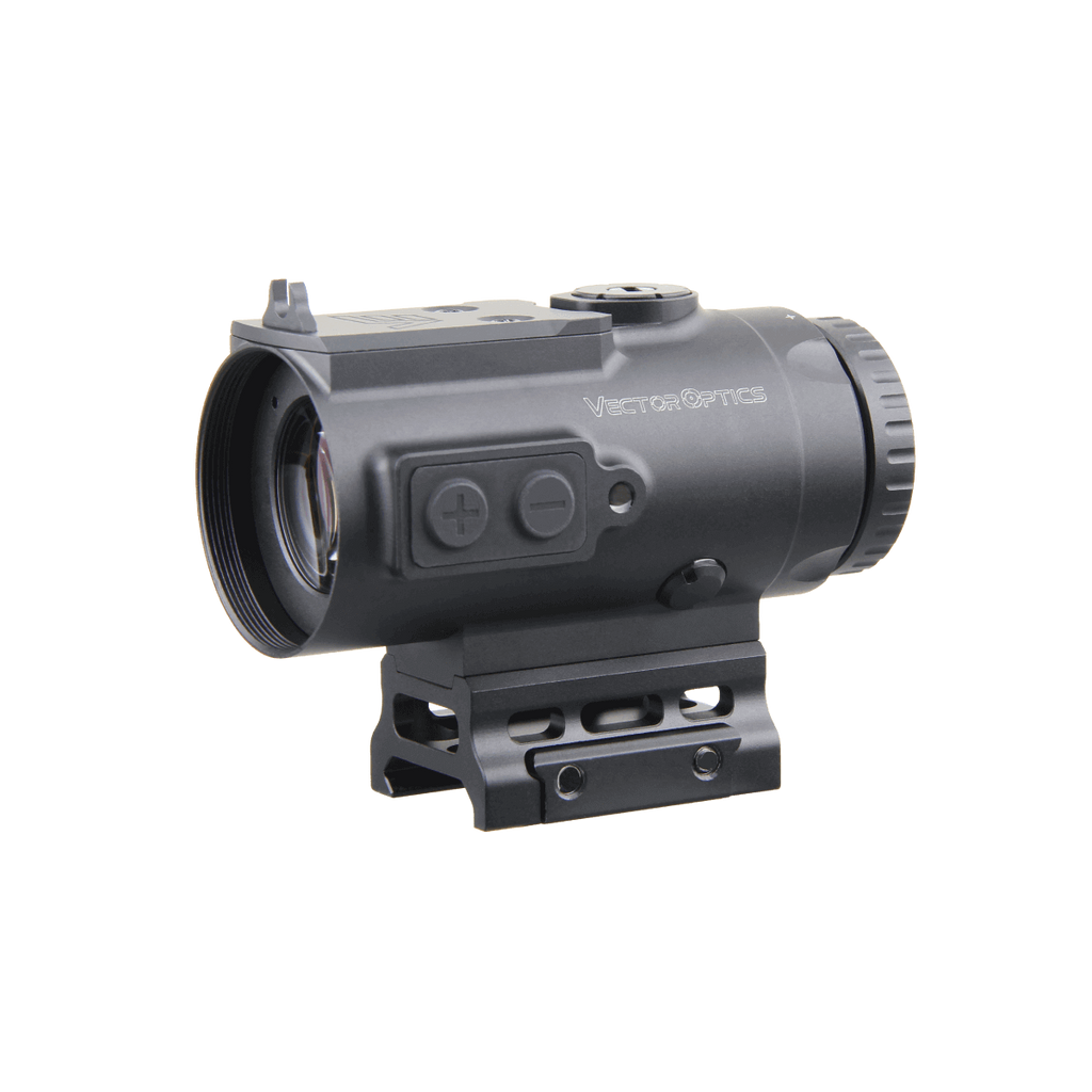Black tactical scope with 'Vector Optics' branding on a white background