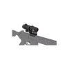 Rifle with a red dot sight on a white background