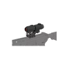 Rifle with a mounted scope on a white background