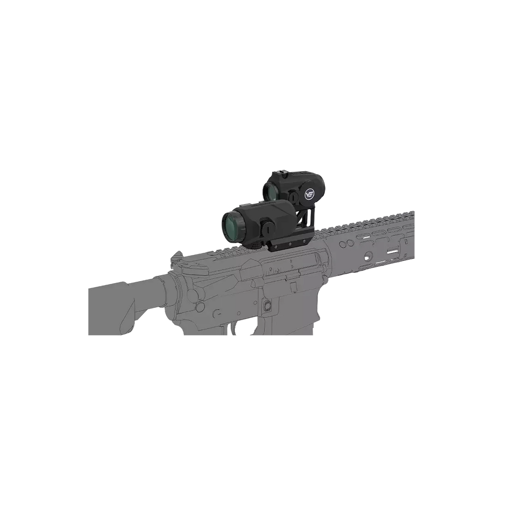 Weapon with a mounted sight on a white background