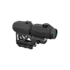 Black tactical scope on a white background