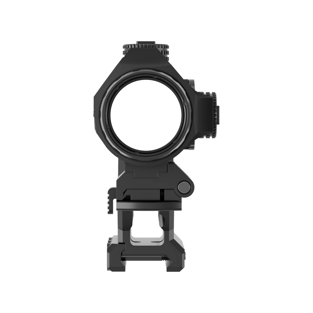 Black rifle scope on a white background