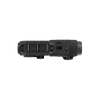 Black tactical flashlight on a white background