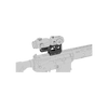 Diagram of a rifle with a scope on a white background