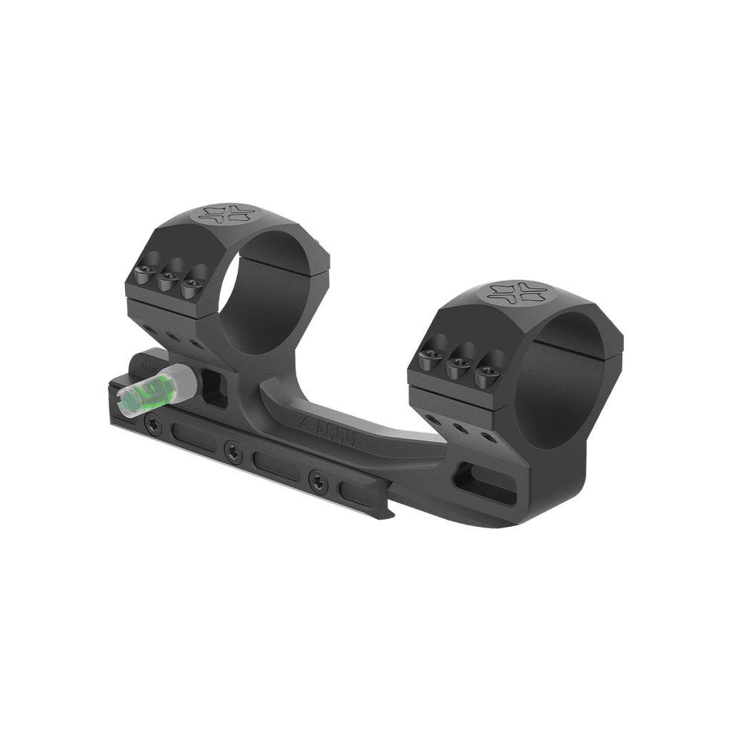 Black rifle scope mount on a white background